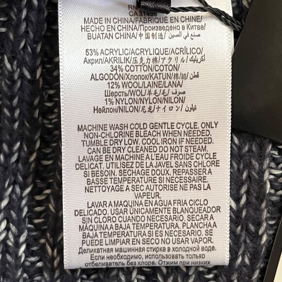 BCBG‎ MAX AZRIA Oversized Tunic Cowl Elinor Sleeveless Sweater Black White  M/L - Picture 6 of 6